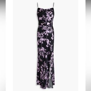 NICHOLAS Simone Belted Silk Satin Maxi Dress Floral
